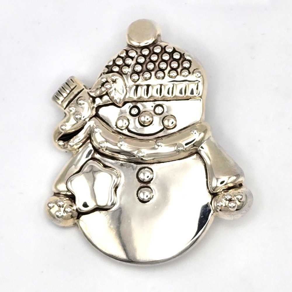 Best Silver Tone Snowman Brooch‎ Pendant Holiday Christmas Winter Pin Star Scarf - Picture 2 of 5